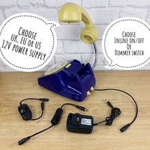 Load image into Gallery viewer, Retro Telephone Lamp Blue / Mustard