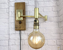 Load image into Gallery viewer, Industrial Brass Wall Light With Extending Arm.