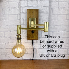Load image into Gallery viewer, Industrial Brass Wall Light With Extending Arm.
