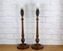 Load image into Gallery viewer, Pair Of Vintage Wood Lamps