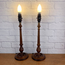 Load image into Gallery viewer, Pair Of Vintage Wood Lamps