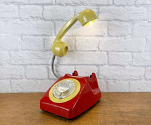 Load image into Gallery viewer, Red & Mustard Desk Lamp, Quirky Telephone Lamp