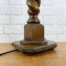 Load image into Gallery viewer, Antique Barley Twist Wood Lamp, Large Oak Lamp Base.