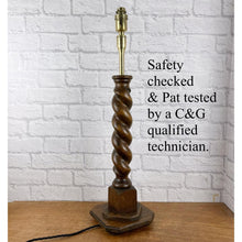 Load image into Gallery viewer, Antique Barley Twist Wood Lamp, Large Oak Lamp Base.