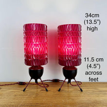 Load image into Gallery viewer, Pair Of Mid Century Atomic Burgundy Lamps