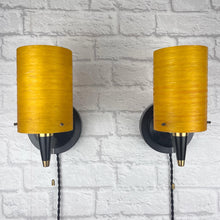 Load image into Gallery viewer, Pair Of Mid Century Wall Lights, Orange And Black.