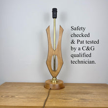 Load image into Gallery viewer, Mid Century Modern Lamp Base, Sculptural Danish Teak & Brass Lamp.