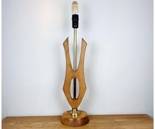 Load image into Gallery viewer, Mid Century Modern Lamp Base, Sculptural Danish Teak & Brass Lamp.
