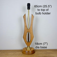 Load image into Gallery viewer, Mid Century Modern Lamp Base, Sculptural Danish Teak & Brass Lamp.