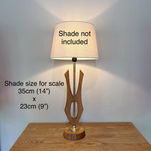 Load image into Gallery viewer, Mid Century Modern Lamp Base, Sculptural Danish Teak & Brass Lamp.