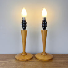 Load image into Gallery viewer, Pair Of Vintage Light Wood Lamps