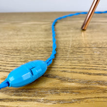 Load image into Gallery viewer, Vintage Atomic Copper Tripod Lamp, Blue Fibreglass Shade