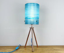 Load image into Gallery viewer, Vintage Atomic Copper Tripod Lamp, Blue Fibreglass Shade