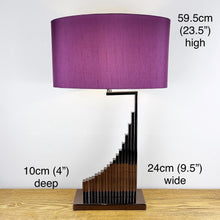 Load image into Gallery viewer, Copper / Bronze Sculptural Lamp with Purple Shade.