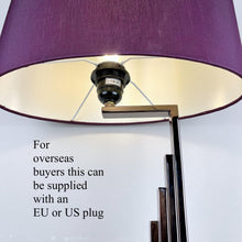 Load image into Gallery viewer, Copper / Bronze Sculptural Lamp with Purple Shade.