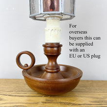 Load image into Gallery viewer, Vintage Wooden Chamberstick Candle Lamp.