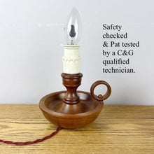 Load image into Gallery viewer, Vintage Wooden Chamberstick Candle Lamp.