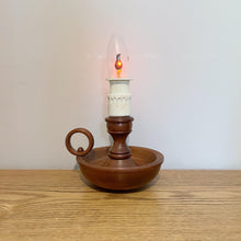 Load image into Gallery viewer, Vintage Wooden Chamberstick Candle Lamp.