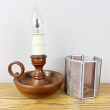 Load image into Gallery viewer, Vintage Wooden Chamberstick Candle Lamp.