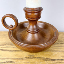 Load image into Gallery viewer, Vintage Wooden Chamberstick Candle Lamp.