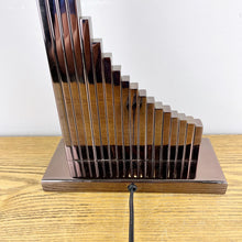 Load image into Gallery viewer, Copper / Bronze Sculptural Lamp with Purple Shade.