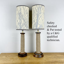 Load image into Gallery viewer, Pair Of Vintage Rustic Mill Bobbin Lamps