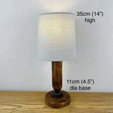 Load image into Gallery viewer, Vintage Small Wood Lamp With Grey Shade.