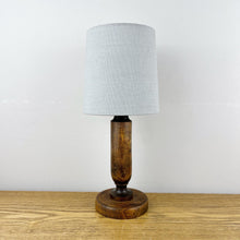 Load image into Gallery viewer, Vintage Small Wood Lamp With Grey Shade.