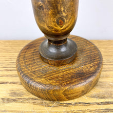 Load image into Gallery viewer, Vintage Small Wood Lamp With Grey Shade.