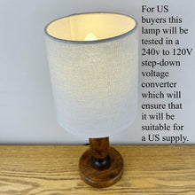 Load image into Gallery viewer, Vintage Small Wood Lamp With Grey Shade.