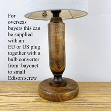 Load image into Gallery viewer, Vintage Small Wood Lamp With Grey Shade.