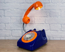 Load image into Gallery viewer, Dark Blue & Orange Desk Lamp, Retro Telephone Lamp.