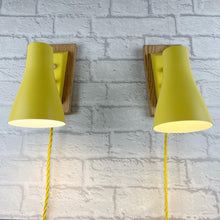 Load image into Gallery viewer, Mid Century Yellow Pair of Wall Lights.