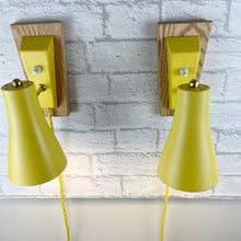 Load image into Gallery viewer, Mid Century Yellow Pair of Wall Lights.