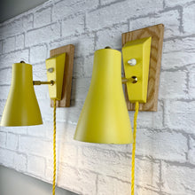 Load image into Gallery viewer, Mid Century Yellow Pair of Wall Lights.