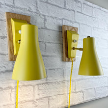 Load image into Gallery viewer, Mid Century Yellow Pair of Wall Lights.