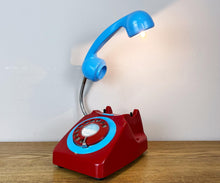 Load image into Gallery viewer, Red & Blue Telephone Lamp, Quirky Desk Lamp.