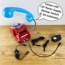 Load image into Gallery viewer, Red & Blue Telephone Lamp, Quirky Desk Lamp.