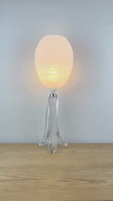 Load and play video in Gallery viewer, Vintage Clear Glass Table Lamp With Etched Glass Shade.