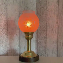 Load and play video in Gallery viewer, Brass &amp; Glass Lamp, Vintage Brass Lamp, Glass Lamp, Flame Effect Lamp, Glass Table Lamp, Vintage Decor, British Vintage, Victorian Style
