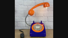 Load and play video in Gallery viewer, Orange Blue Lamp, Orange Desk Lamp, Blue Lamp, Orange Retro, Quirky Fun Gift, Gifts For Couple, Retro Lamp, Telephone Lamp, Funky Lighting
