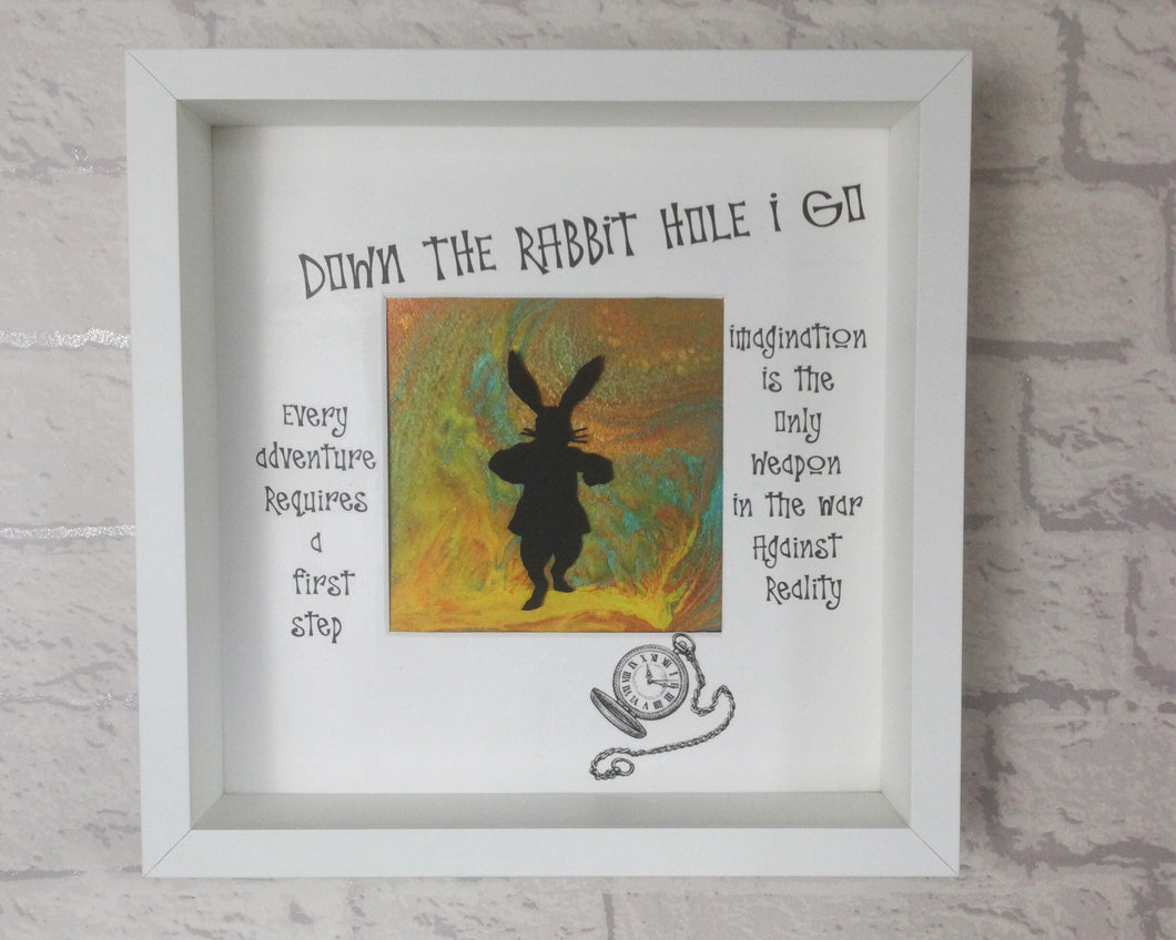 White Rabbit Art, White Rabbit Alice In Wonderland, Fluid Art, White Rabbit Decor, Inspirational Art, Wonderland Gift, Adventure Quote