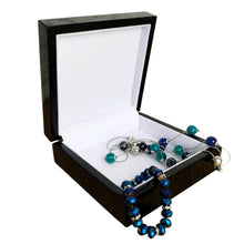 Load image into Gallery viewer, Painted Jewellery Box, Black Jewellery Box, Unique Jewellery Box, Hand Painted Gift, Gift For Mum, Colourful Decor, Bright Blues &amp; Greens
