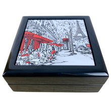 Load image into Gallery viewer, French Jewellery Box, Black Jewellery Box, Paris Decor, French Gift, Unique Jewellery Box, Christmas Gift For Her, Trinket Box, Paris Cafe