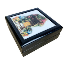 Load image into Gallery viewer, Pretty Jewellery Box, Black Jewellery Box, Cottagecore Decor, Unique Jewellery Box, Christmas Gift For Her, Pretty Trinket Box, Pretty Gift