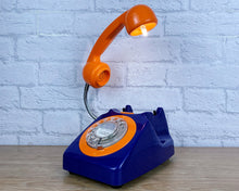 Load image into Gallery viewer, Orange Blue Lamp, Orange Desk Lamp, Blue Lamp, Orange Retro, Quirky Fun Gift, Gifts For Couple, Retro Lamp, Telephone Lamp, Funky Lighting