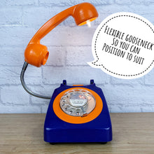 Load image into Gallery viewer, Orange Blue Lamp, Orange Desk Lamp, Blue Lamp, Orange Retro, Quirky Fun Gift, Gifts For Couple, Retro Lamp, Telephone Lamp, Funky Lighting