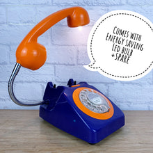 Load image into Gallery viewer, Orange Blue Lamp, Orange Desk Lamp, Blue Lamp, Orange Retro, Quirky Fun Gift, Gifts For Couple, Retro Lamp, Telephone Lamp, Funky Lighting