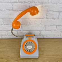 Load image into Gallery viewer, Orange Desk Lamp, Orange Lamp, Orange Office Decor, Grey Lamp, Home Office Decor, Quirky Gifts, Retro Lamp, Working From Home, 70s Decor
