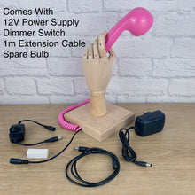 Load image into Gallery viewer, Girly Gift, Pink Gift, Quirky Gift, Pink Lamp, Girly Pink Home Office Decor, Hand Lamp, Desk Lamp, Retro Lamp, Unique Gifts, Telephone Lamp